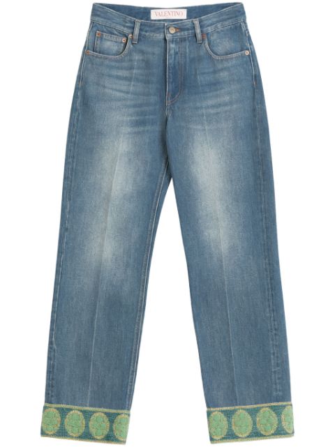 Valentino Garavani jacquard-trim jeans