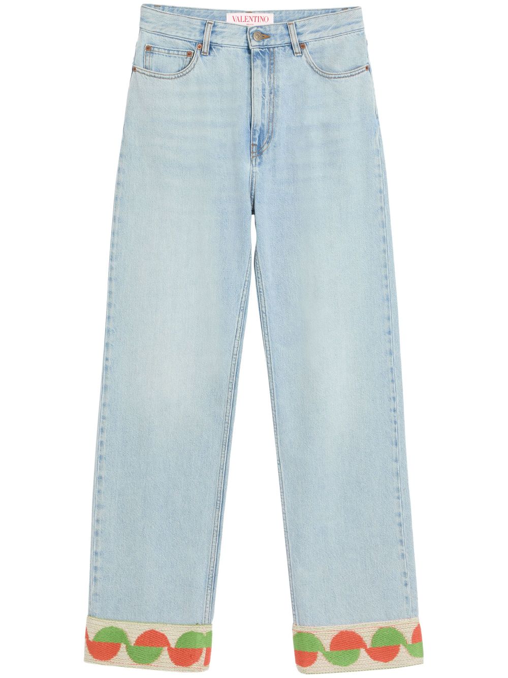 jacquard-trim jeans