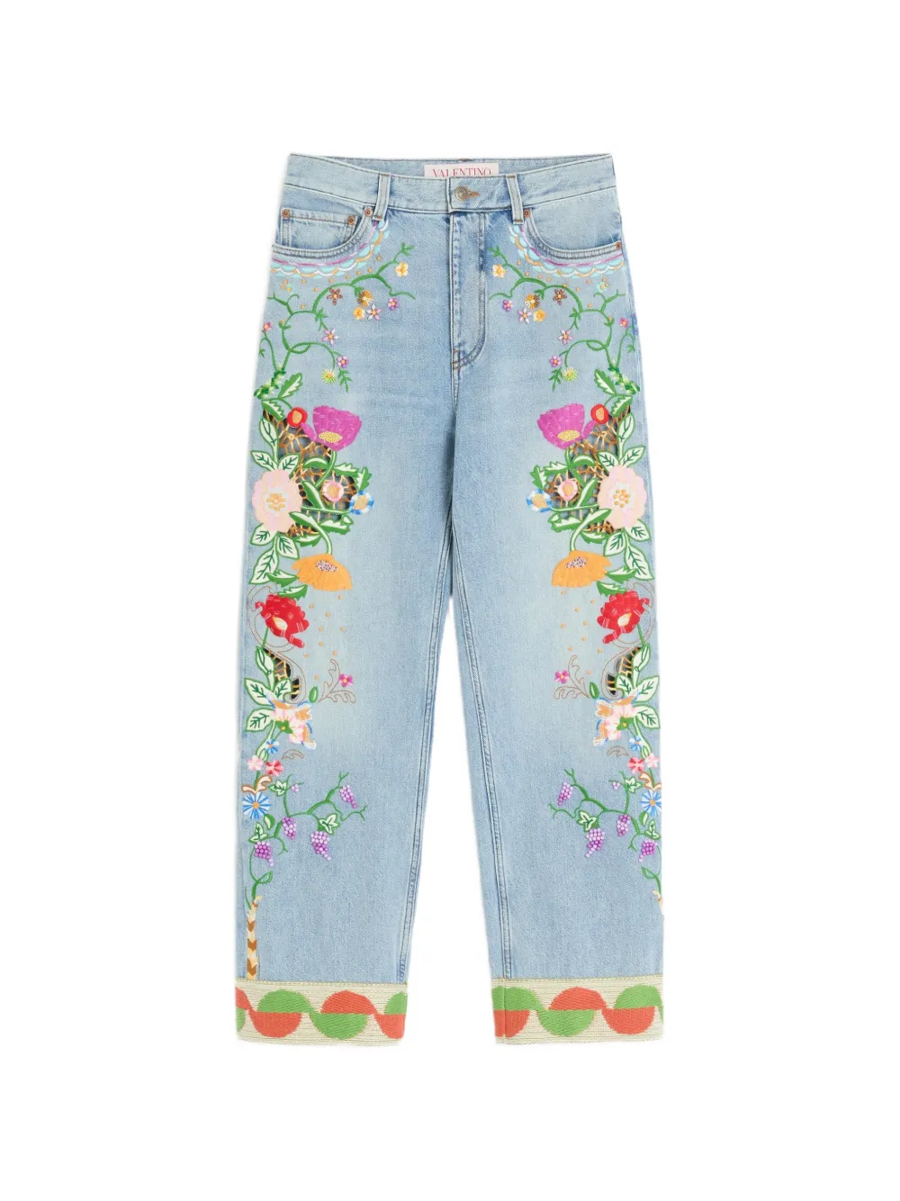 Valentino Garavani floral-motif jeans - Blu