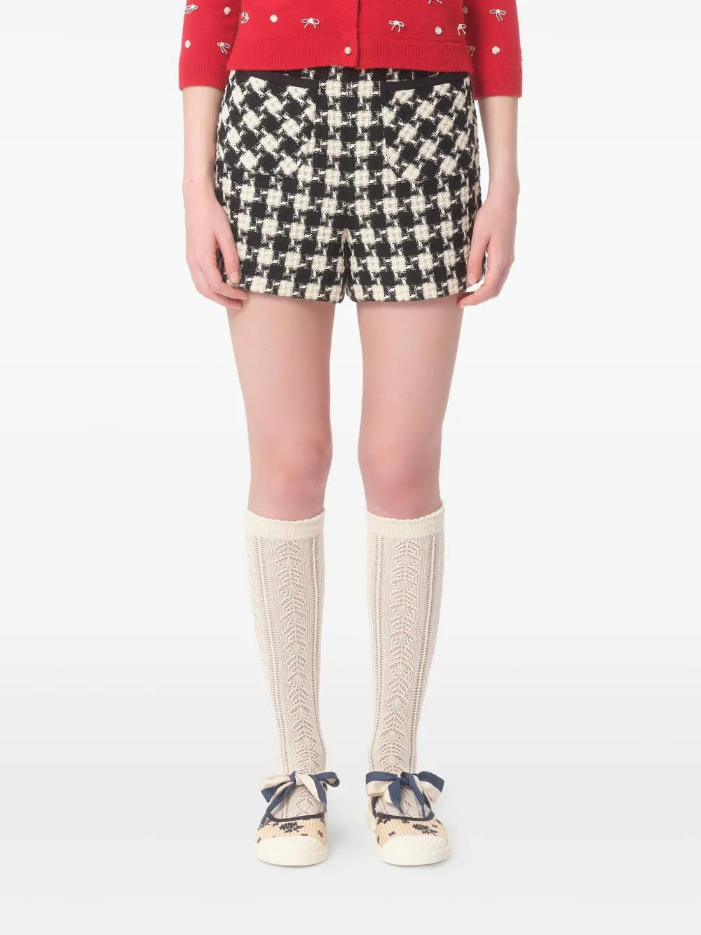  Valentino Garavani Damier Light Tweed Shorts - Neutrals 