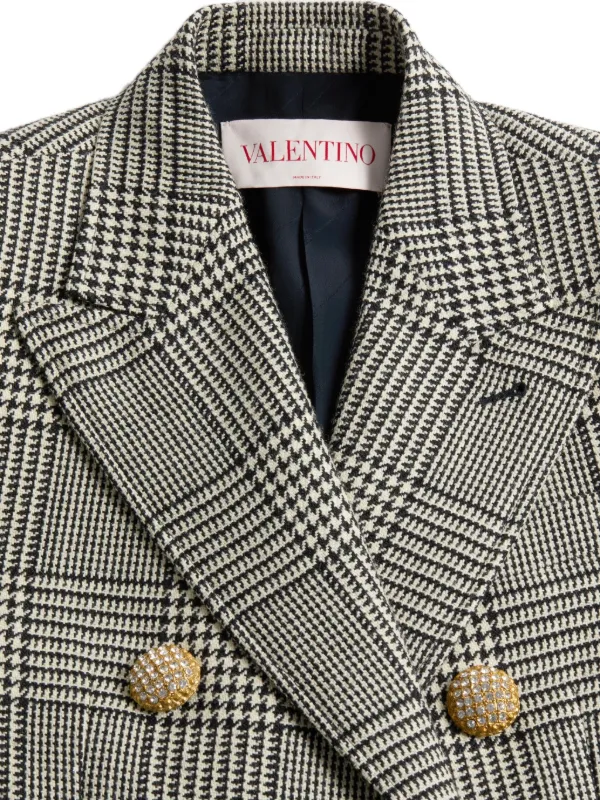 Valentino Garavani houndstooth-pattern virgin-wool Blazer | Black