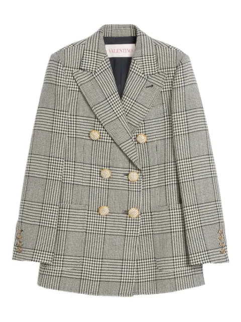 Valentino Garavani houndstooth-pattern virgin-wool blazer