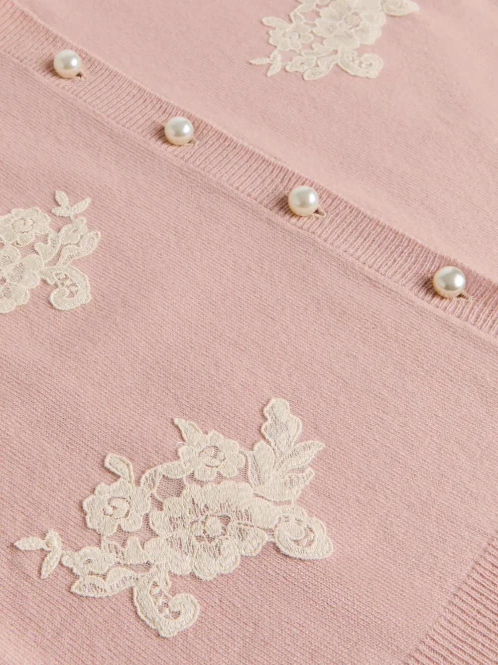  Valentino Garavani Embroidered Cardigan With Lace Inserts - Pink 