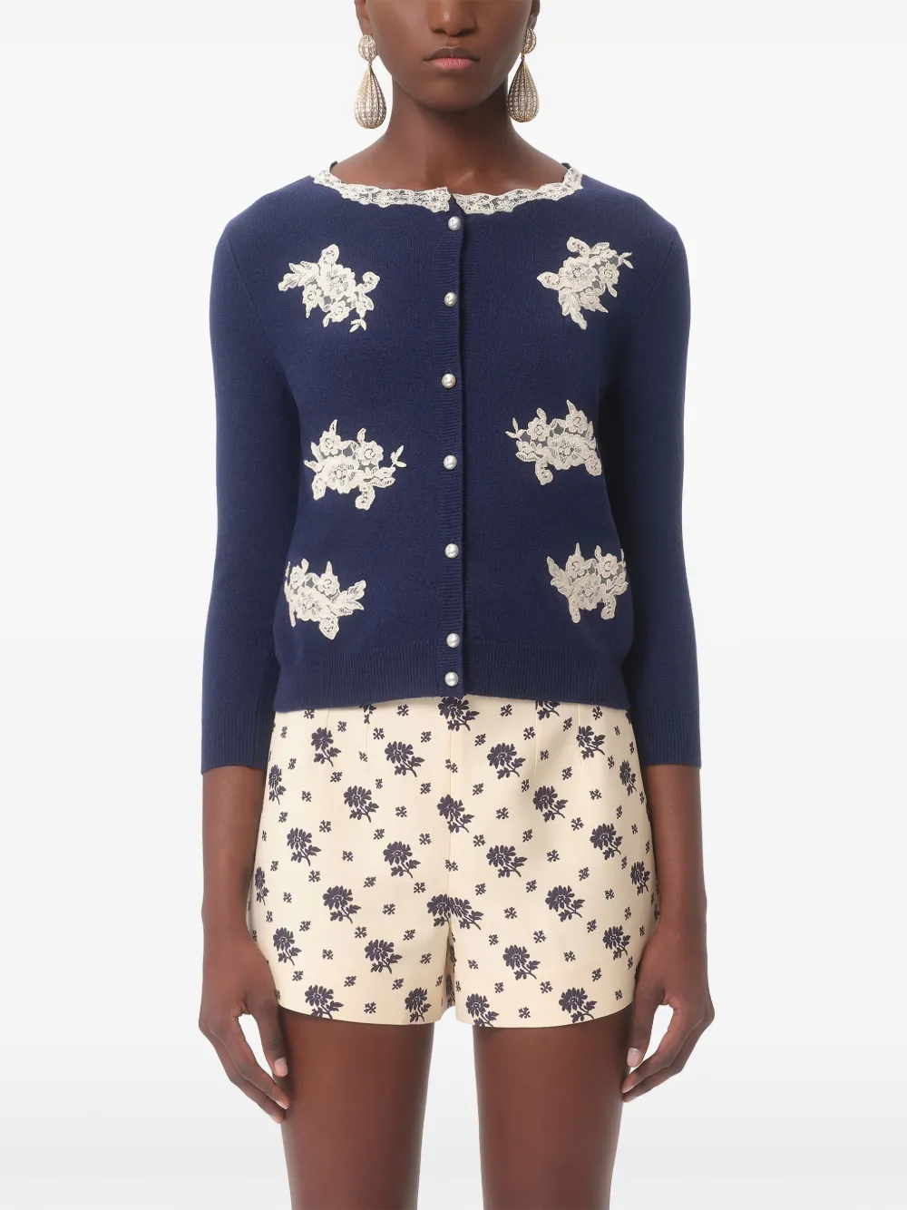 Valentino Garavani Vest met kanten afwerking Blauw