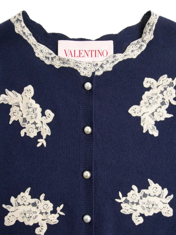 Valentino Garavani レーストリム カーディガン | ブルー | FARFETCH JP