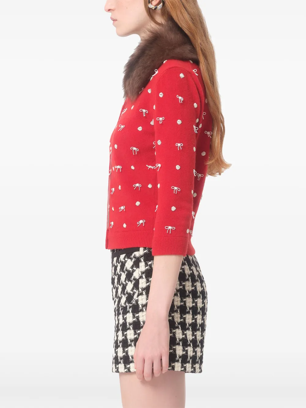  Valentino Garavani Embellished Wool Cardigan - Red 
