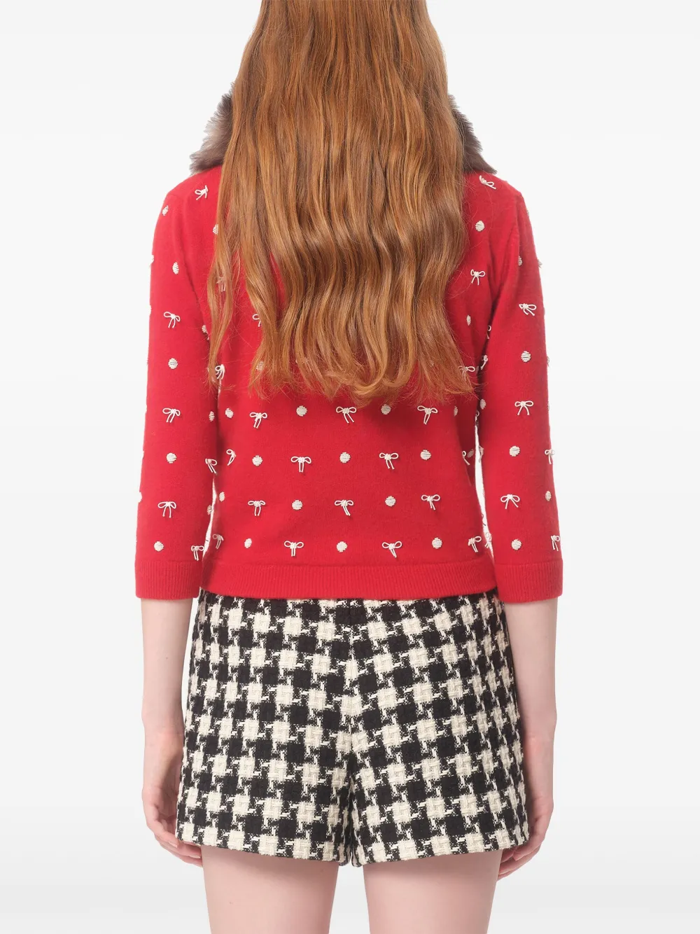  Valentino Garavani Embellished Wool Cardigan - Red 