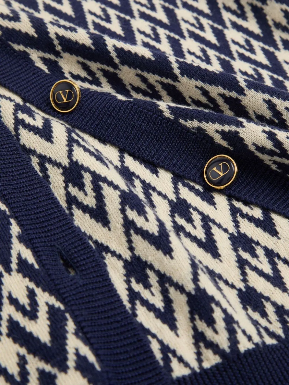 Valentino Garavani Toute La V Jacquard Cardigan | Blue