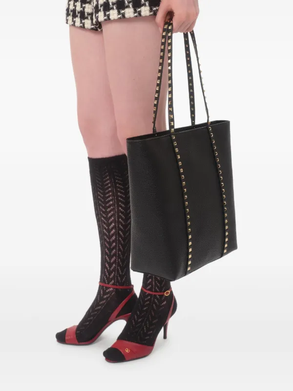 Valentino Garavani Rockstud Tote Bag | Black | FARFETCH CA