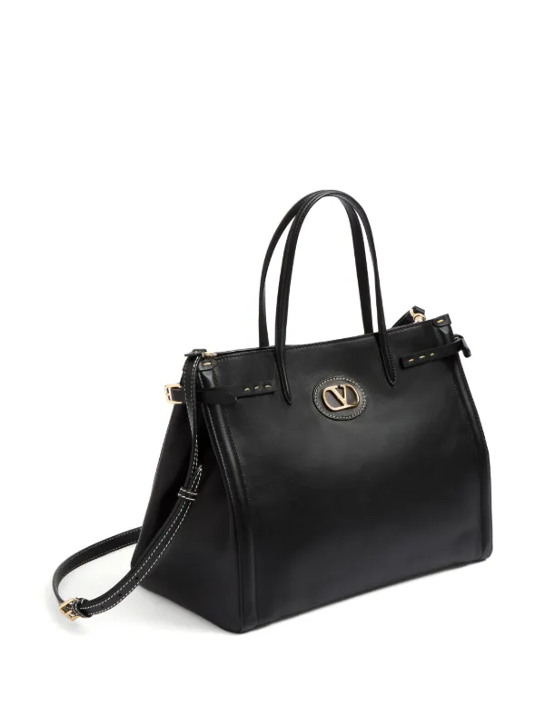 トートバッグ VALENTINO GARAVANI BLACK LEATHER MEDIUM ANTIBES TOTE BAG Valentino Garavani Medium Antibes Tote Bag | Black | FARFETCH