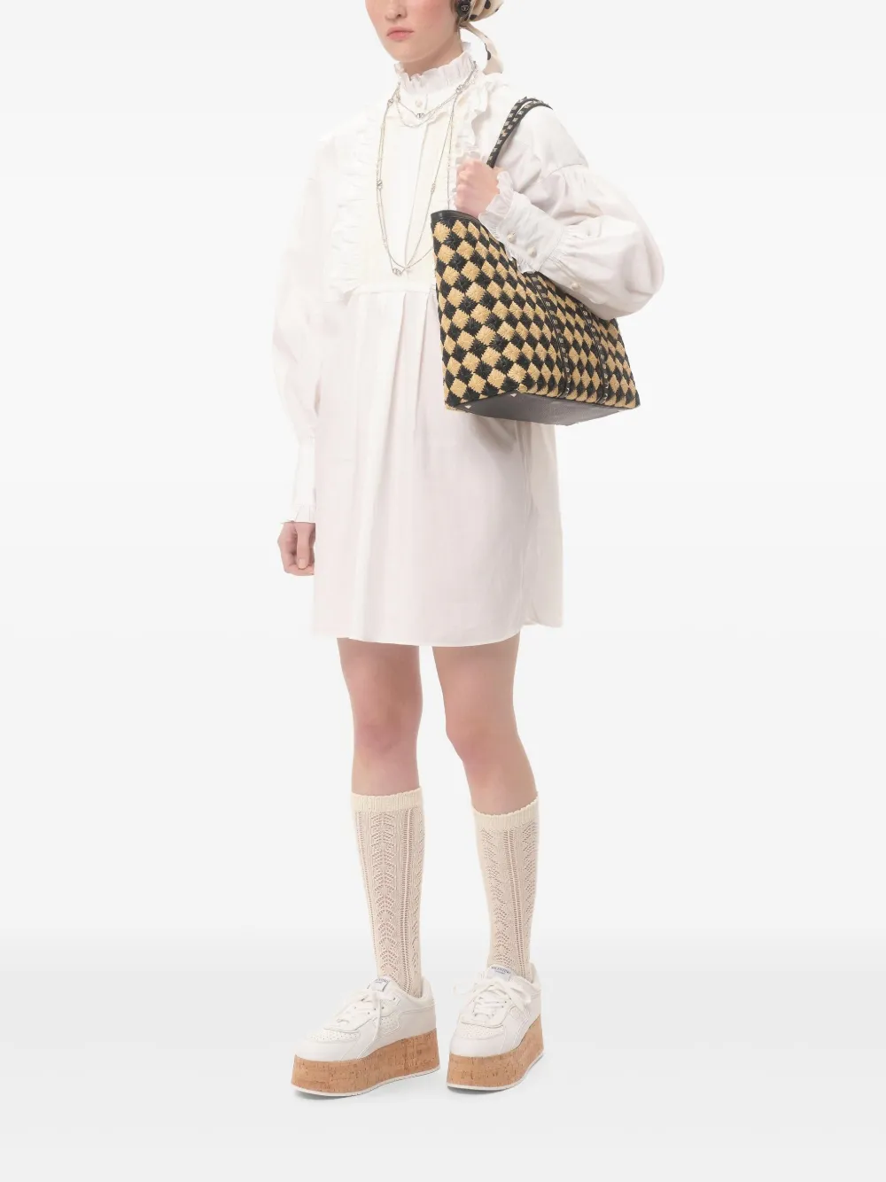 Valentino Garavani Rockstud shopper met borduurwerk Beige