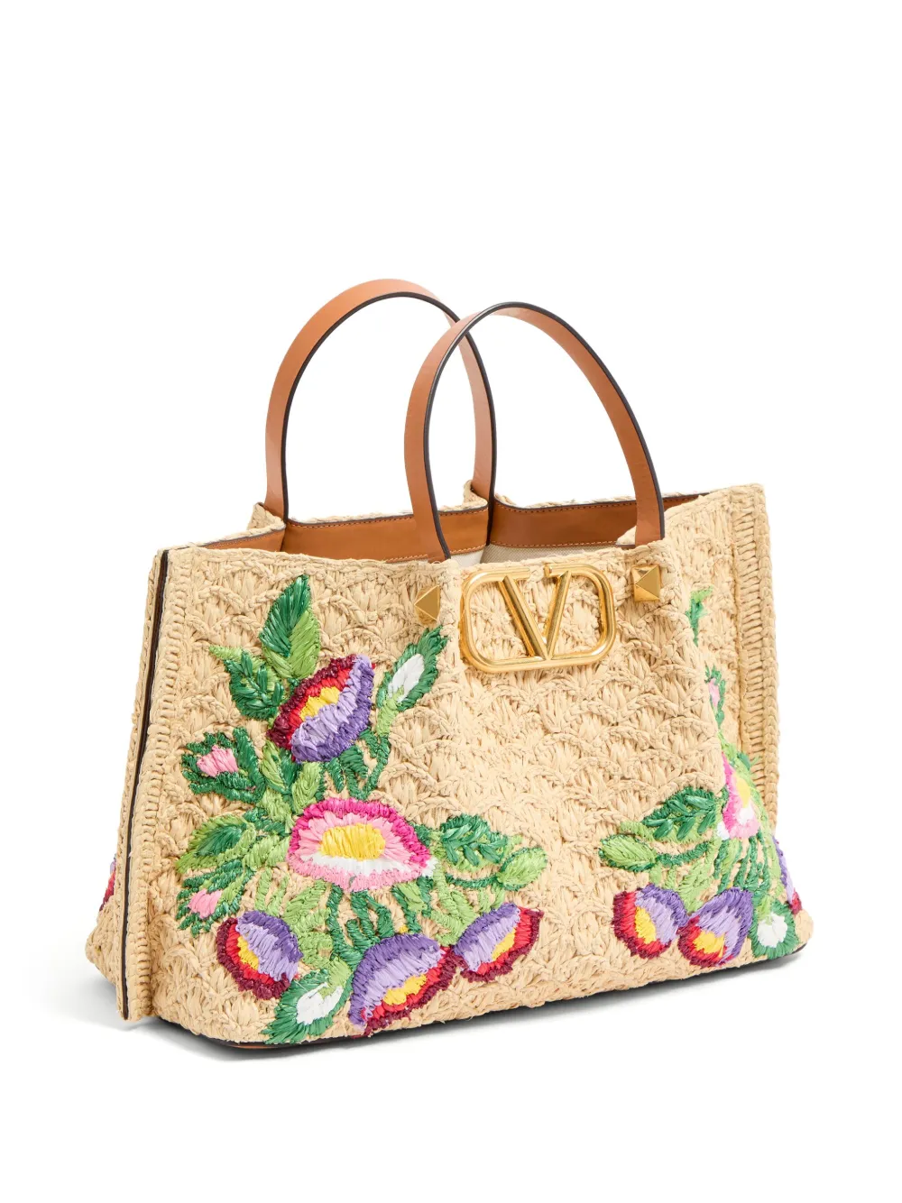 Valentino Garavani medium floral-embroidered tote bag