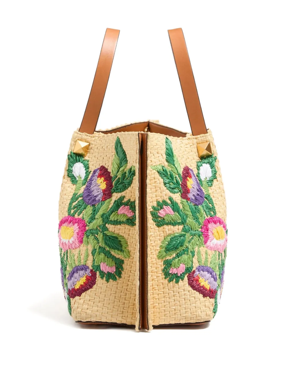 Valentino Garavani Medium shopper met geborduurde bloemen Beige