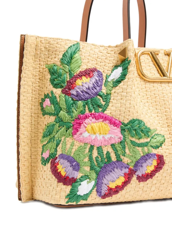 Valentino Garavani Medium floral-embroidered Tote Bag