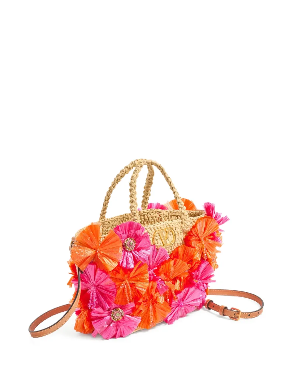 Valentino Garavani Kleine shopper met bloemapplicatie Beige