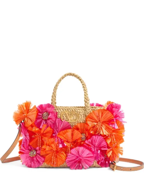 Valentino Garavani small floral-appliqué tote bag