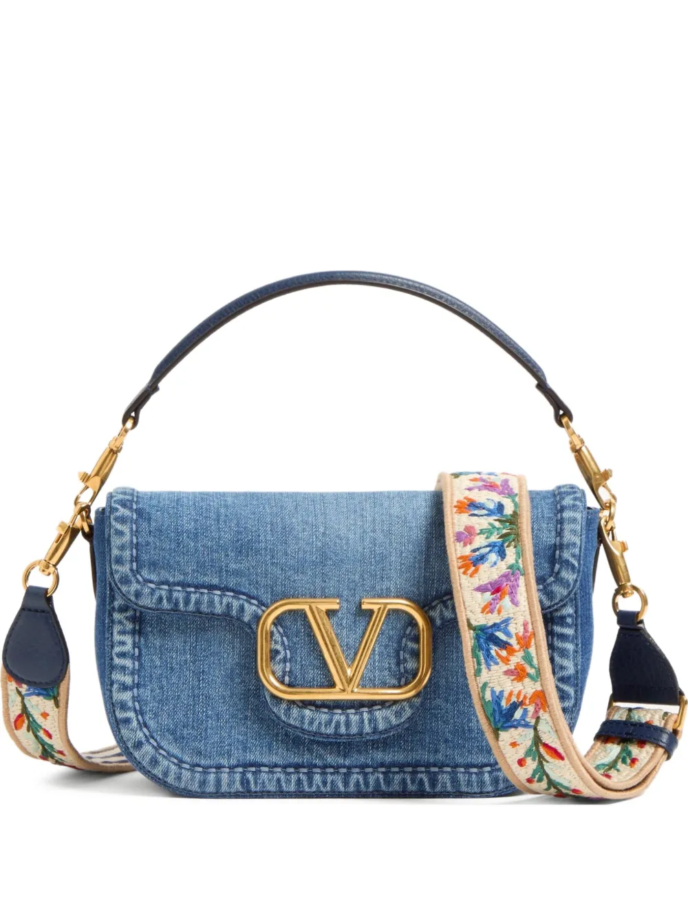 Valentino Garavani Alltime denim schoudertas Blauw