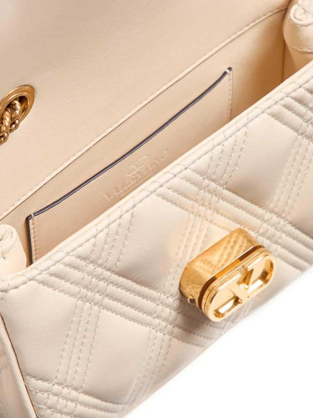 Valentino Garavani Garavani Quiltie 67 Small Shoulder Bag In Quilted Nappa Leather Woman Ivory Uni In Neutrals