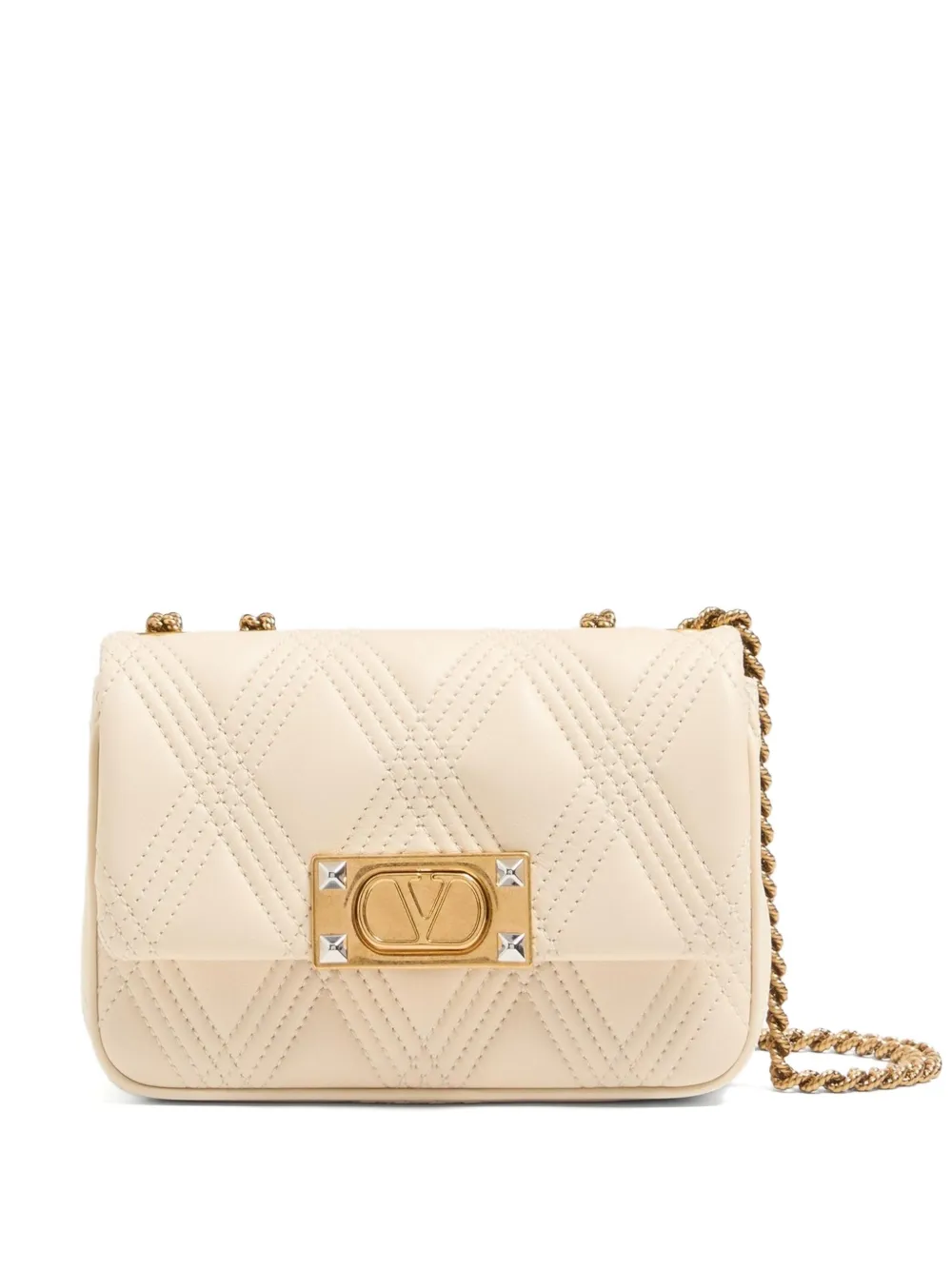 Valentino Garavani Kleine Quiltie 67 schoudertas Beige