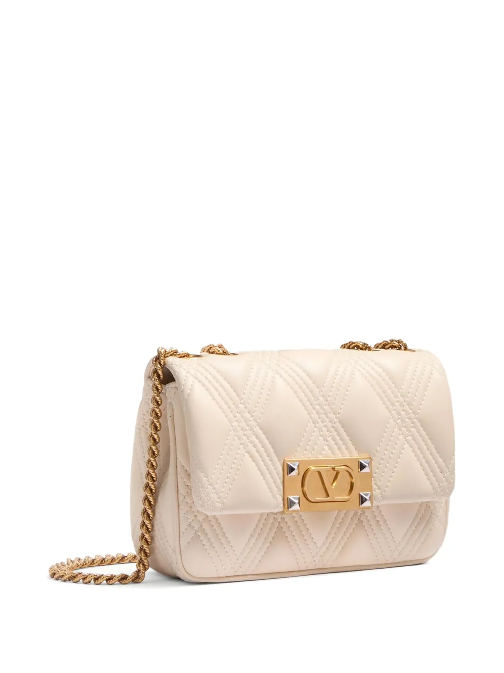 Valentino Garavani Kleine Quiltie 67 schoudertas Beige