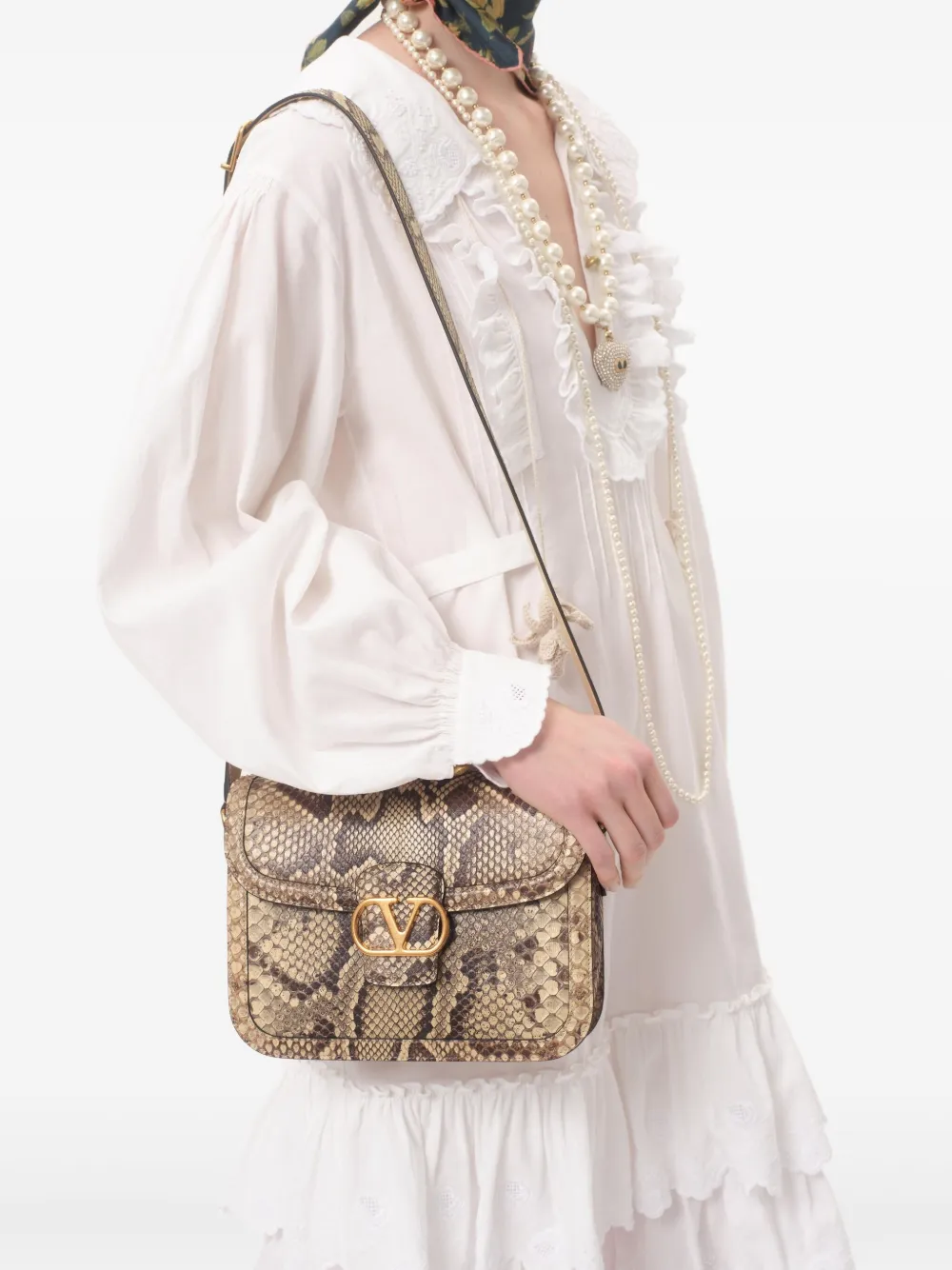 Valentino Garavani 9to5 schoudertas Beige