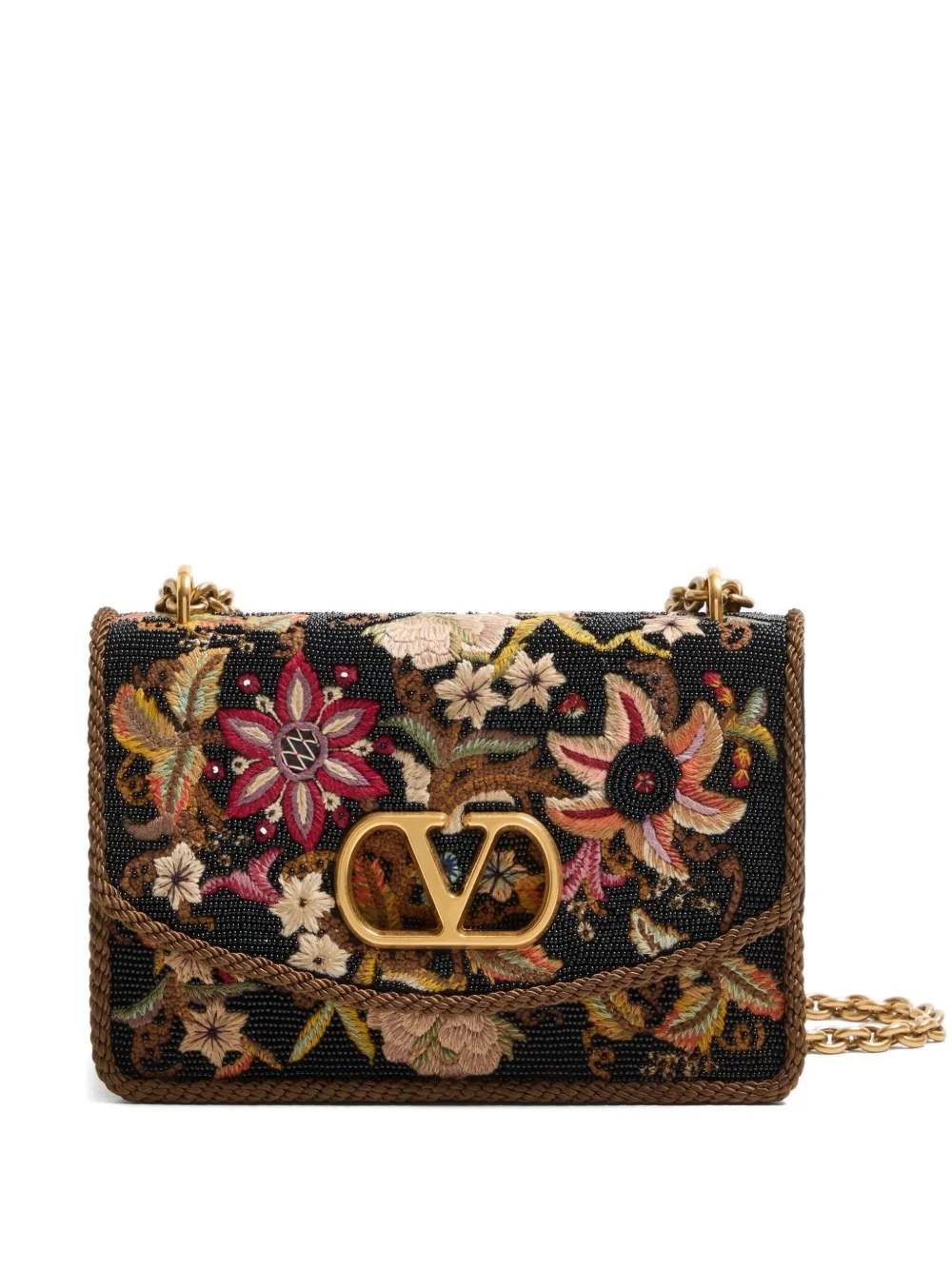 【送関込】VALENTINO☆ヴァレンティノ Vain Shoulder Bag Valentino Garavani Vain Embroidered Shoulder Bag | Black | FARFETCH