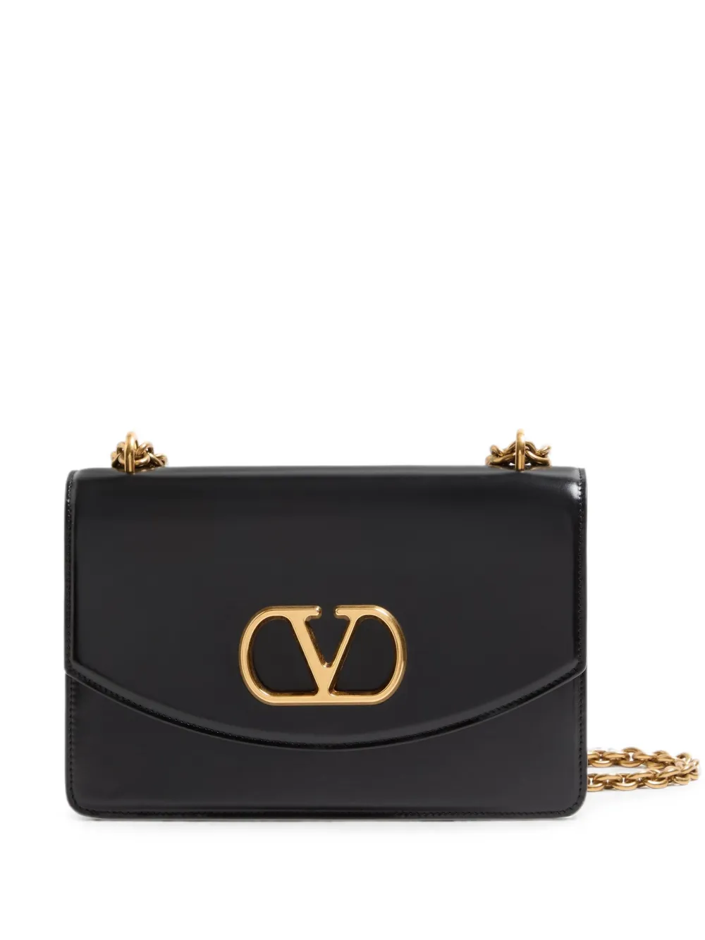 Valentino Garavani Vain Shoulder Bag In Shiny Calfskin | Black
