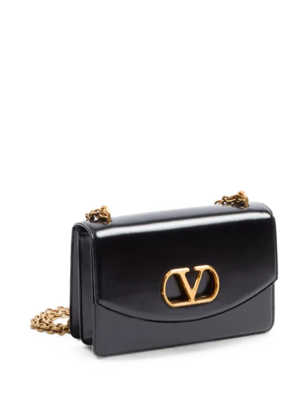 Valentino Garavani Vain Shoulder Bag In Shiny Calfskin | Black