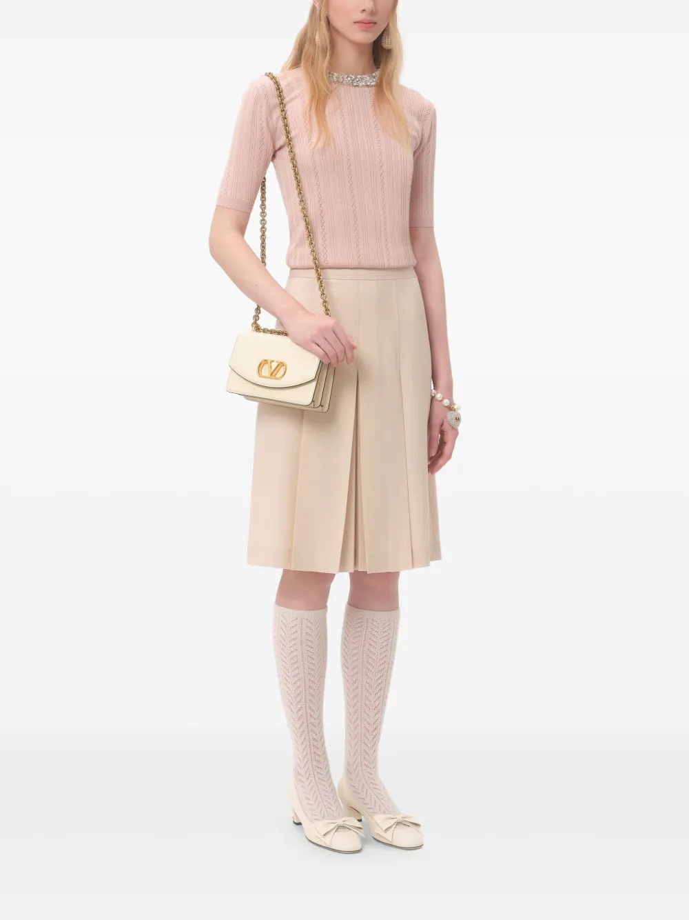 Valentino Garavani Kleine Chain schoudertas Beige