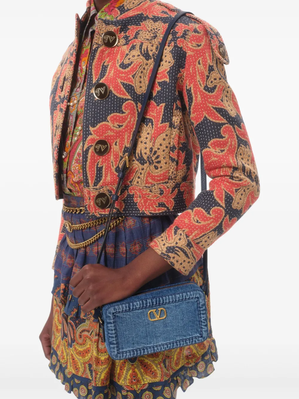 Valentino Garavani Mini Alltime denim schoudertas Blauw