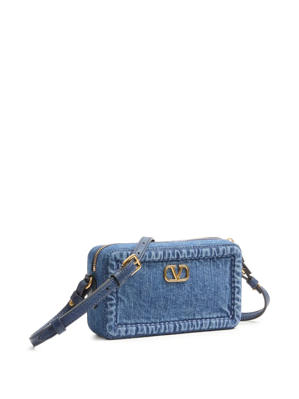 Valentino Garavani Mini Alltime denim schoudertas Blauw