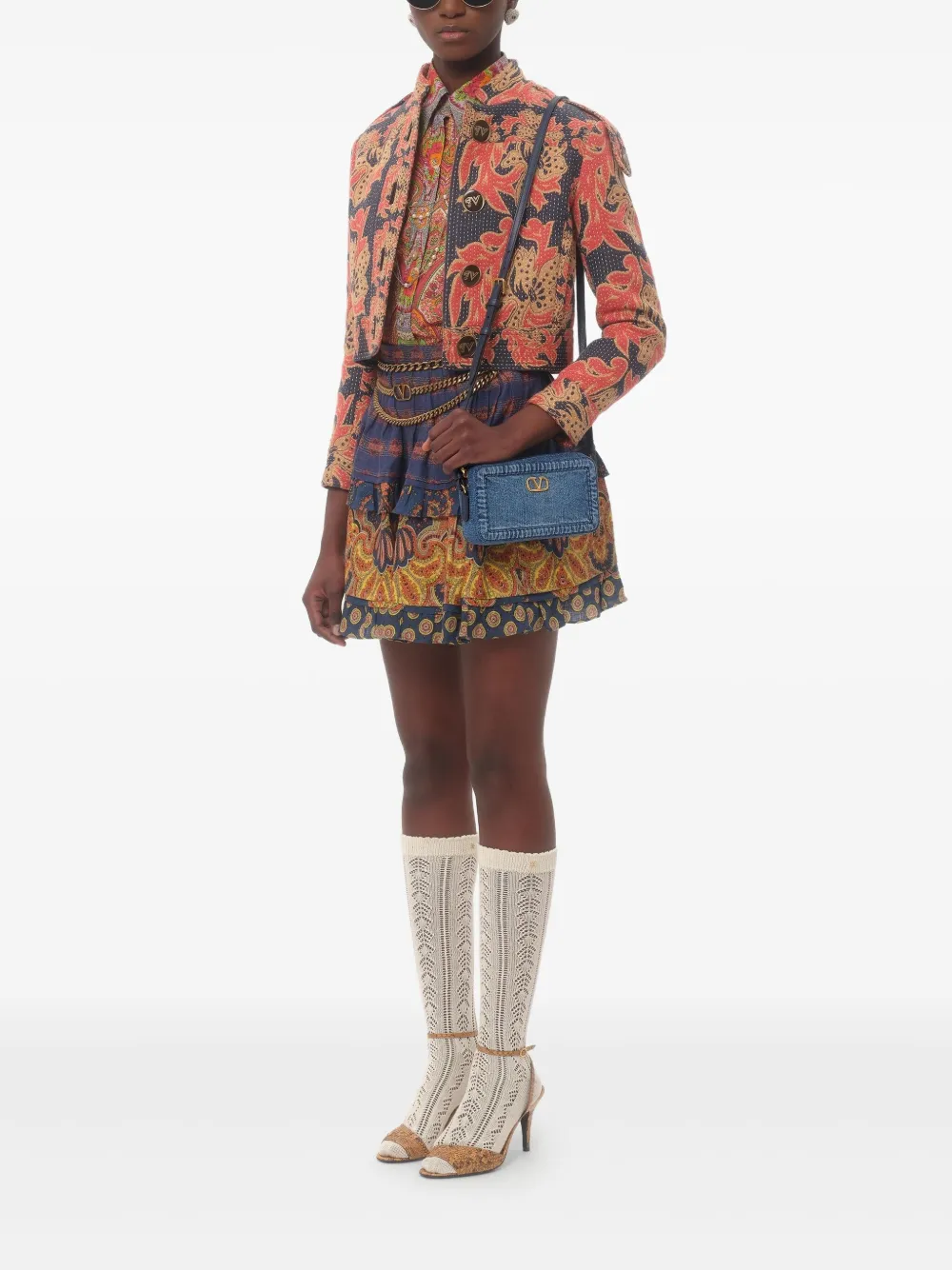 Valentino Garavani Mini Alltime denim schoudertas Blauw
