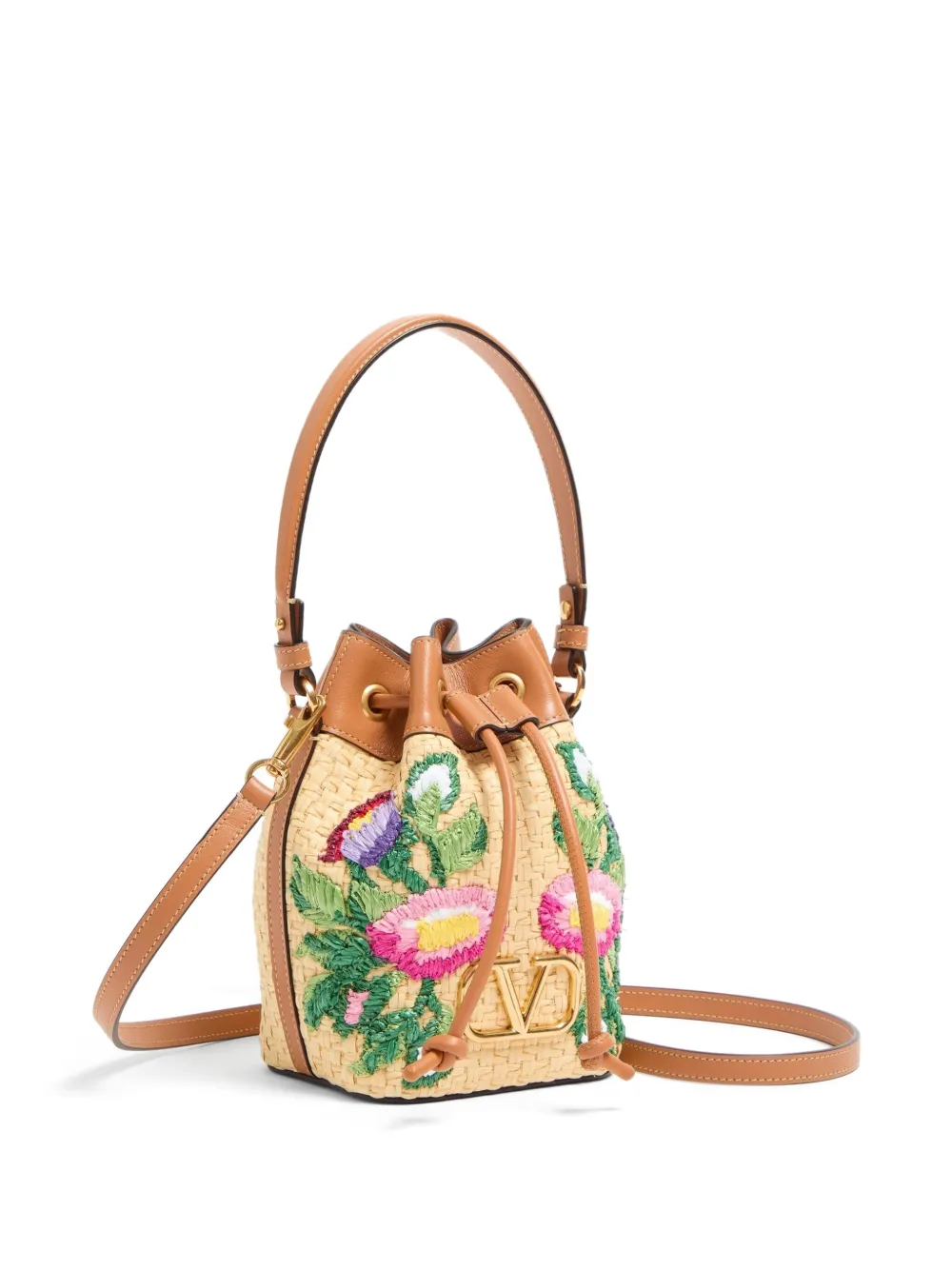 Valentino Garavani VLogo Signature mini bucket-tas met borduurwerk Beige