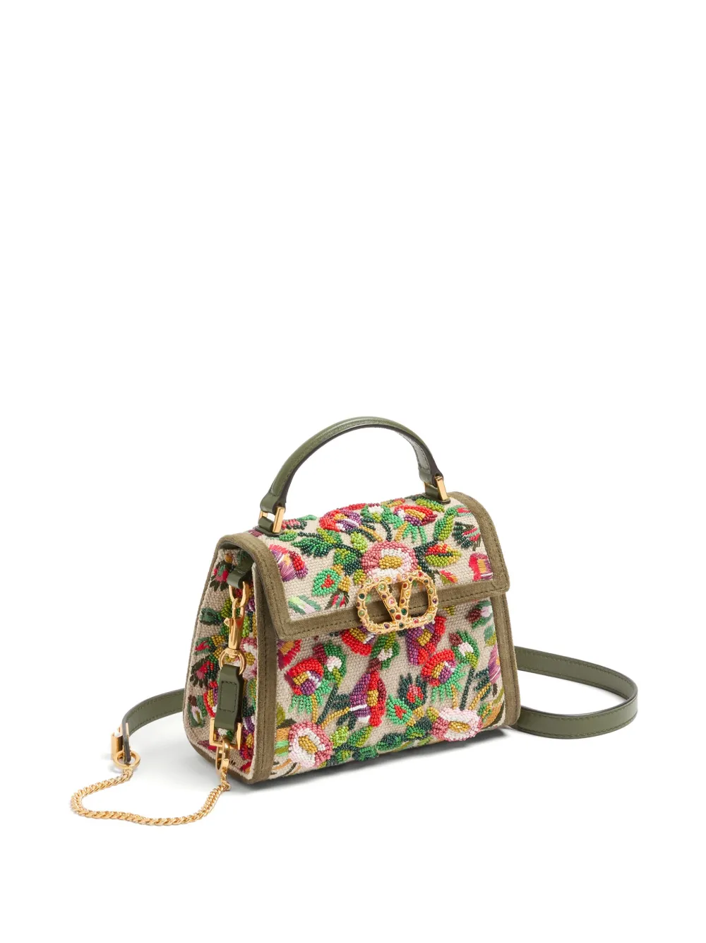 Valentino Garavani Small Vsling Crystal Embellished Top Handle Bag In 中性色