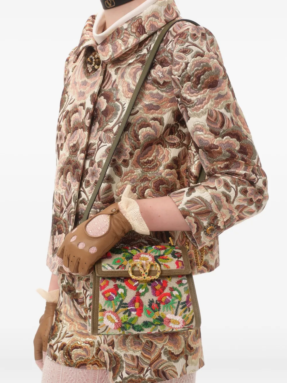 Valentino Garavani Shopper verfraaid met kralen Beige