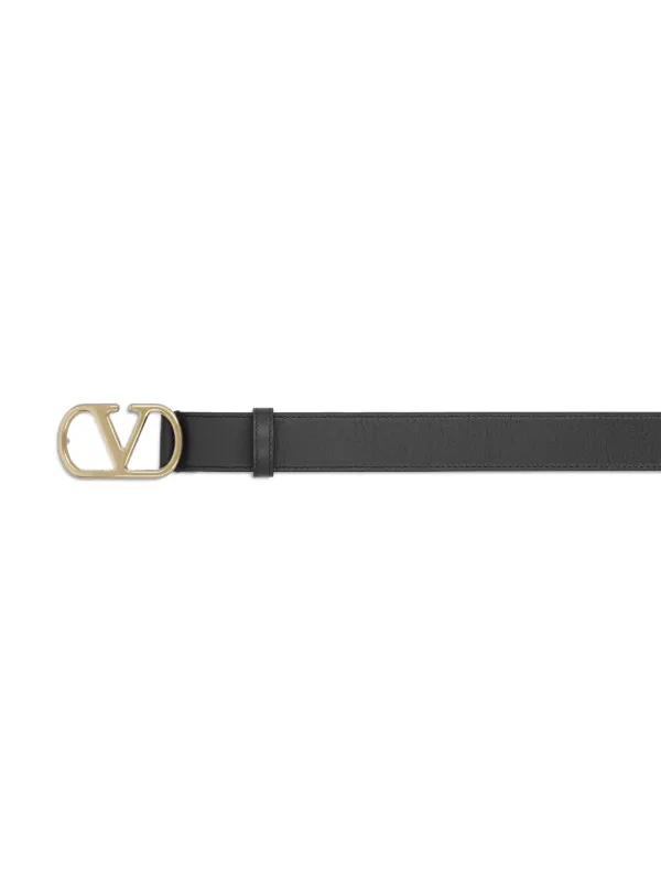 ヴァレンティノ ブラックレザー Vロゴバックル ベルト Valentino Garavani ロゴバックル レザーベルト | ブラック | FARFETCH JP