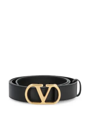 Valentino Garavani Vロゴ シグネチャー レザーベルト | ブラック