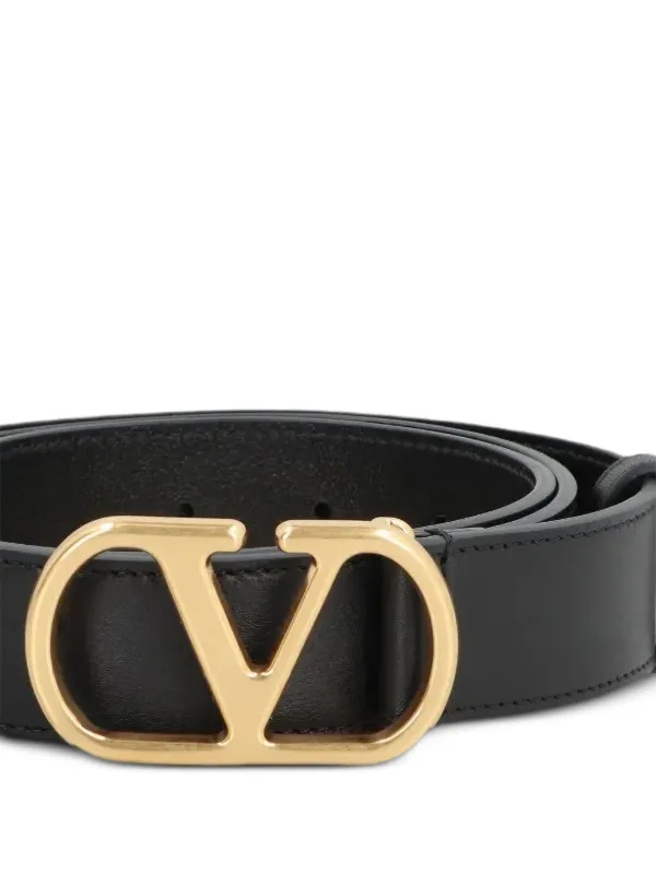 専用ですバレンティノブラックレザー Vロゴバックル ベルト Valentino Garavani ロゴバックル レザーベルト | ブラック | FARFETCH JP
