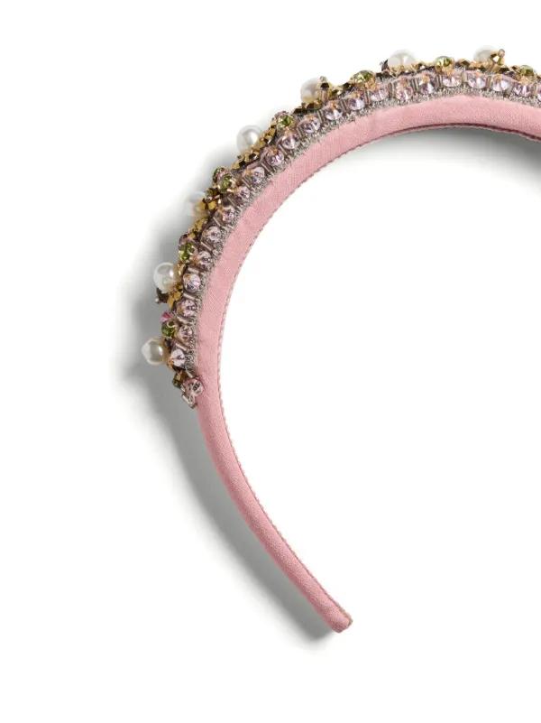 VALENTINO ヴァレンティノ レディース ヘヤーバンド パール Valentino Garavani エンブロイダリー ヘアバンド | ピンク