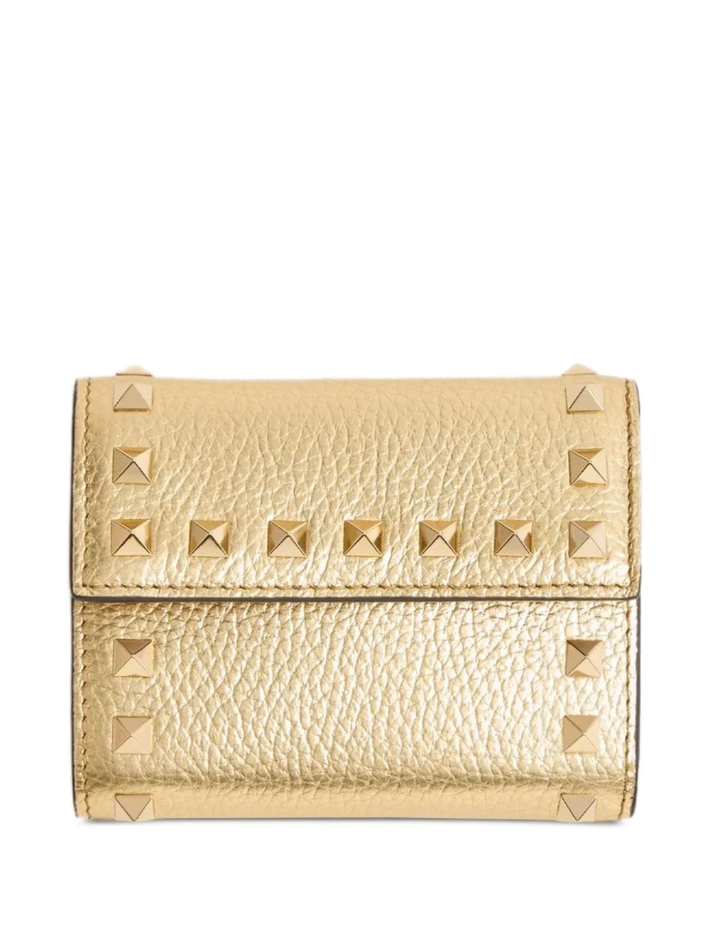 Valentino Garavani Rockstud Trifold Wallet In Gold
