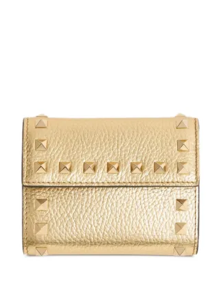 小物 VALENTINO GARAVANI stus Leather Trifold Valentino Garavani Rockstud Trifold Wallet | Gold | FARFETCH JO