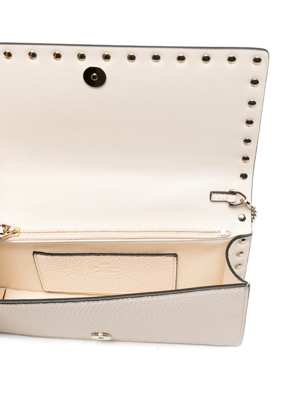 Valentino Garavani Rockstud portemonnee met ketting Beige