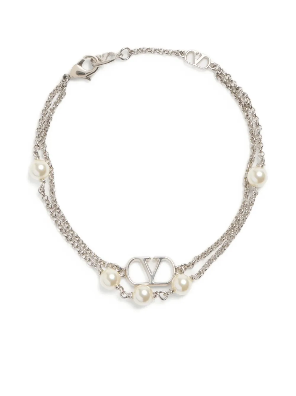 Valentino Garavani VLogo Signature double-chain bracelet | Silver | Image 1