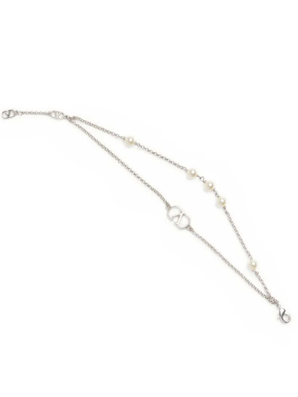  Valentino Garavani Vlogo Signature Double-chain Bracelet - Silver 