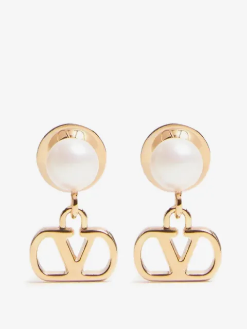 Valentino Garavani Vlogo Signature metal and pearl earrings
