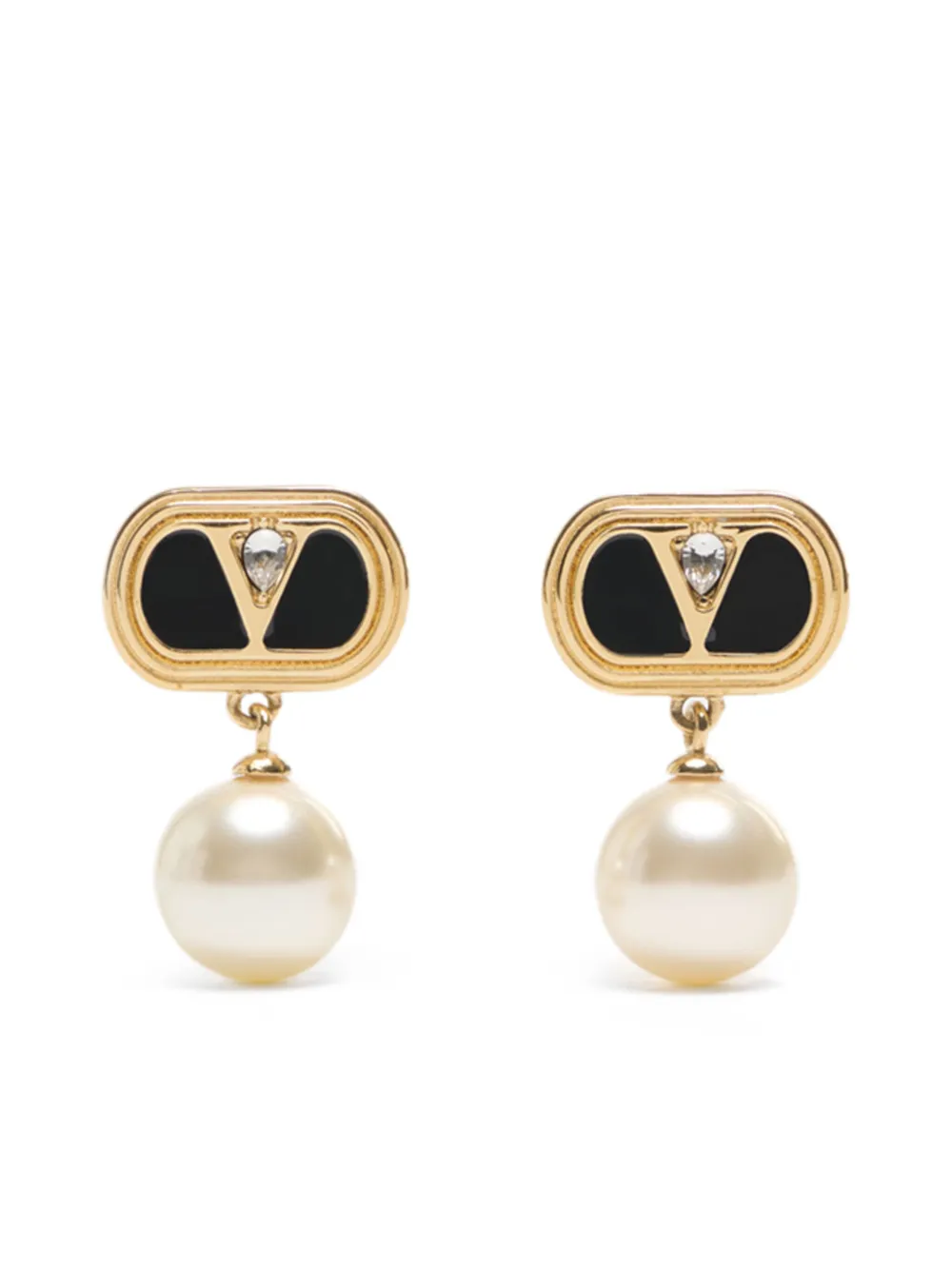 Valentino Garavani Oval Earrings With Swarovski Pearl Women In Neutrals