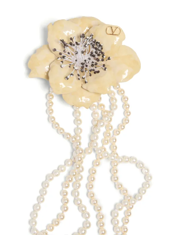 【VALENTINO】FLEUR LUMINEUSE フルール ルミヌーズ ネックレス Valentino Garavani Fleur Lumineuse Necklace | Neutrals