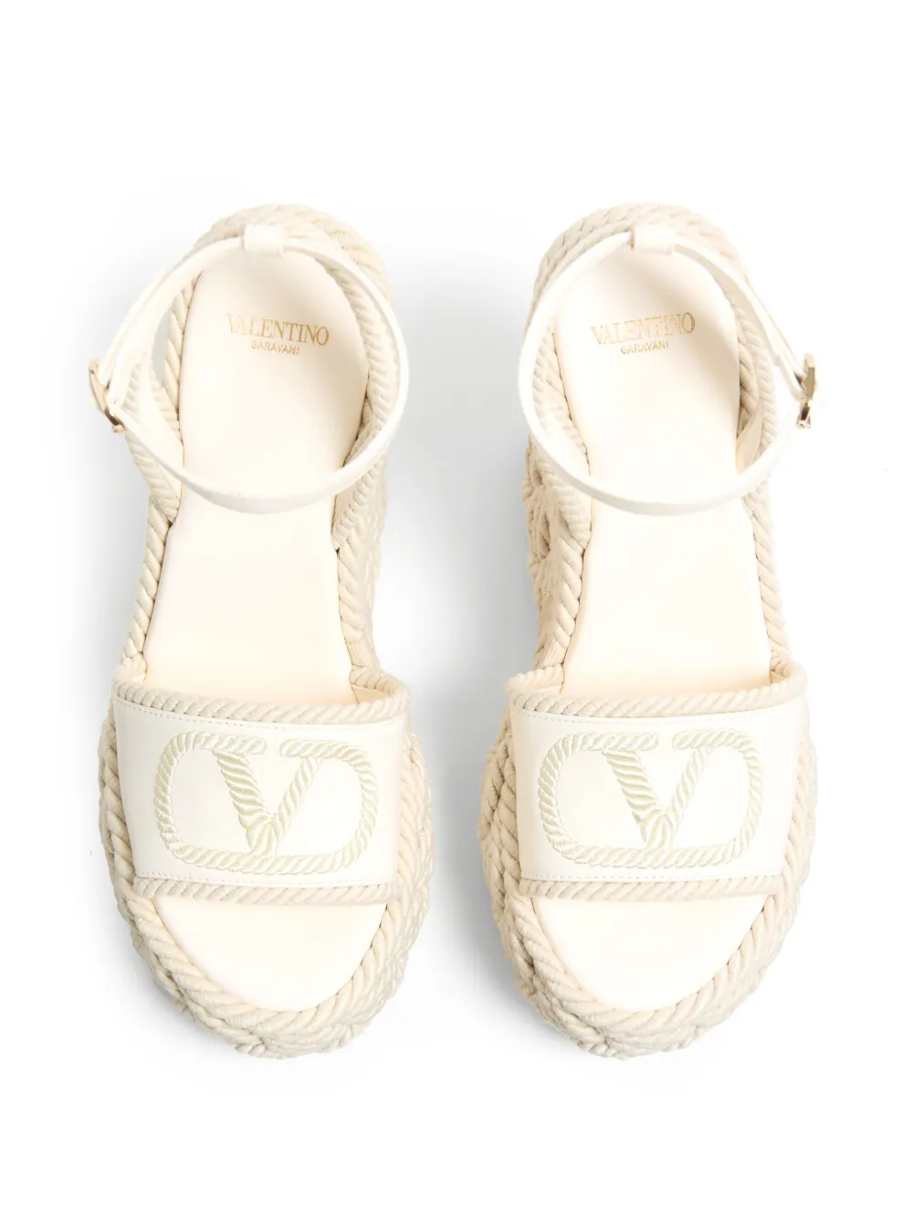 Valentino Garavani 130 mm VLogo Torchon espadrilles met sleehak Wit