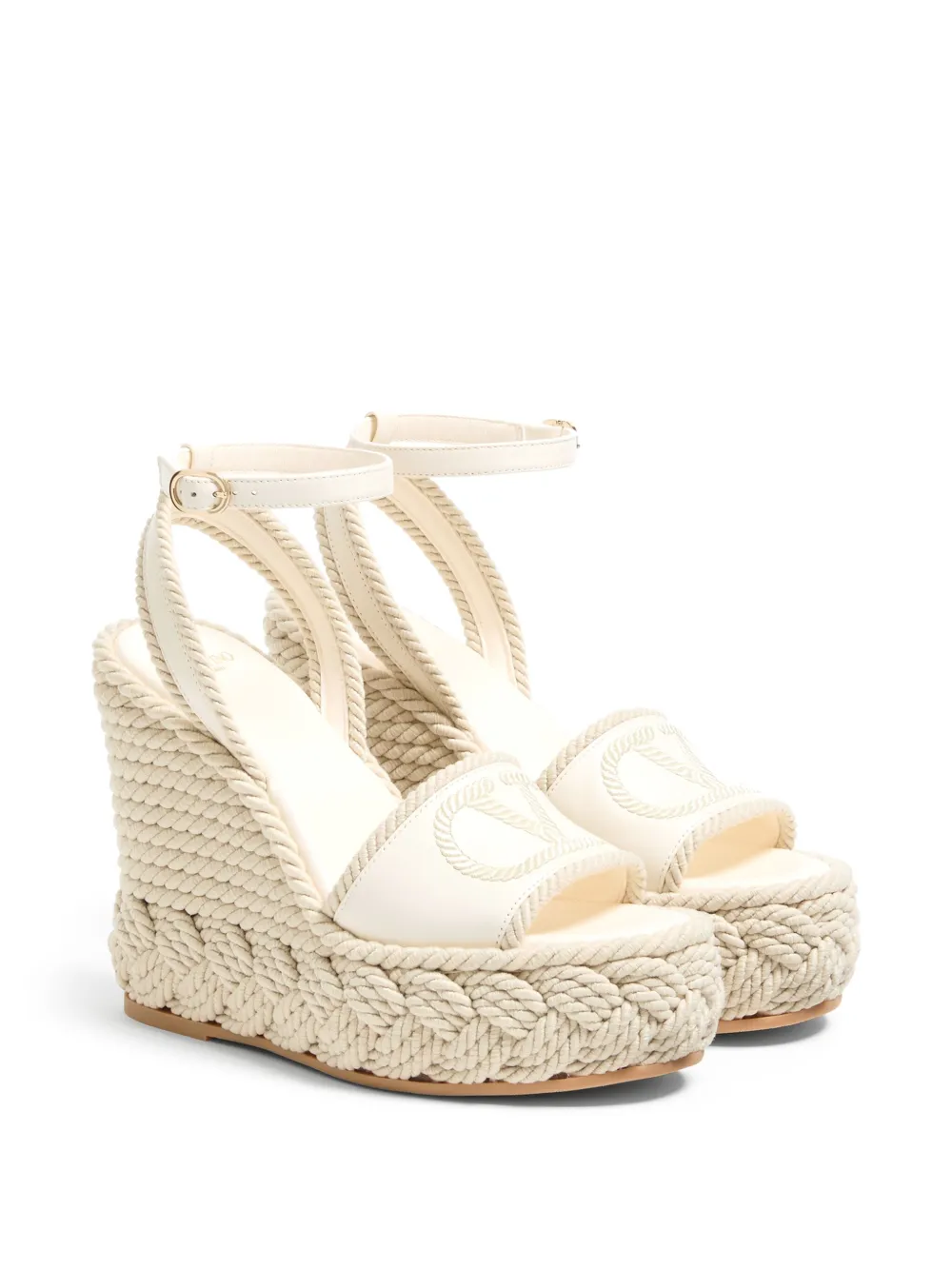 Valentino Garavani 130mm VLogo Torchon wedge espadrilles - Wit