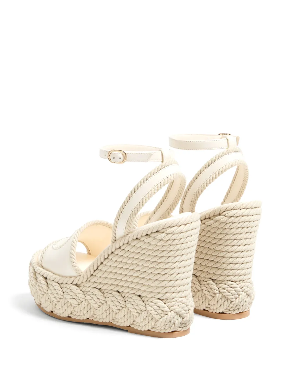 Valentino Garavani 130 mm VLogo Torchon espadrilles met sleehak Wit